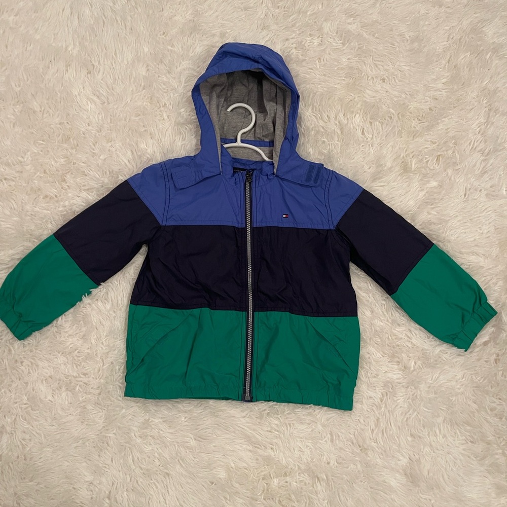 Tommy Hilfiger Colorblock Windbreaker Jacket – Boys Size 4T (Blue/Green/Navy) - Picture 2 of 5